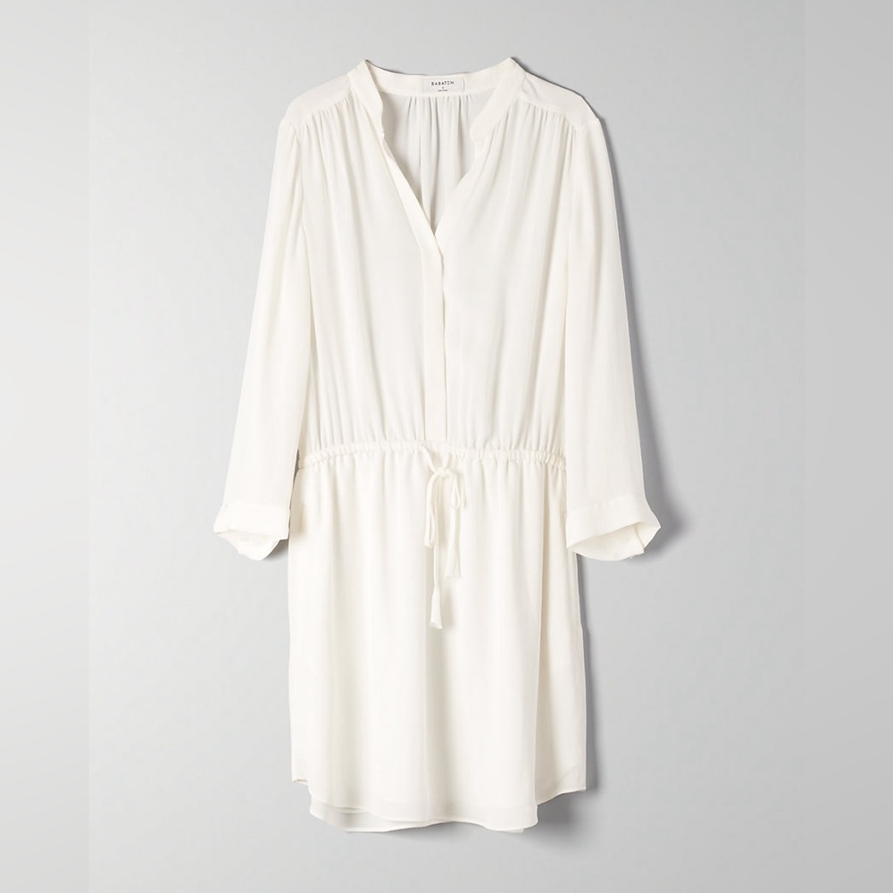Aritzia Babaton 100% Silk Long Sleeve Bennett Mini Dress in White/Cream Small - Picture 5 of 15